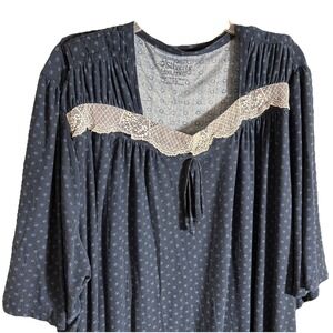 SILVERTS ADAPTIVE CLOTHING NIGHTGOWN SZ 3X BLUE Navy OPEN BACK SHOULDER SNAPS